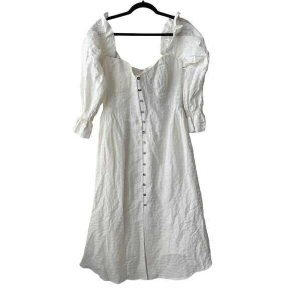 Cult Gaia Simona Seersucker Linen Midi Dress - Picture 2 of 7